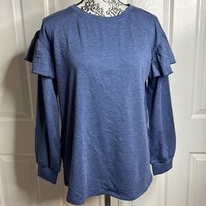 Matilda Jane Blue Long Sleeve Shoulder Ruffle S